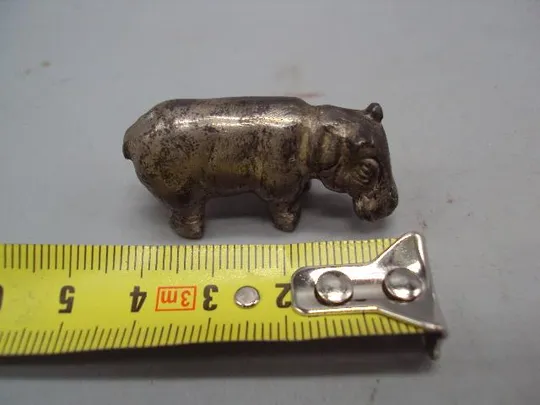 Фигура миниатюра статуэтка бегемот гиппопотам серебро 925 проба вес 50,18 г высота 2,1 см №14426 Продаж