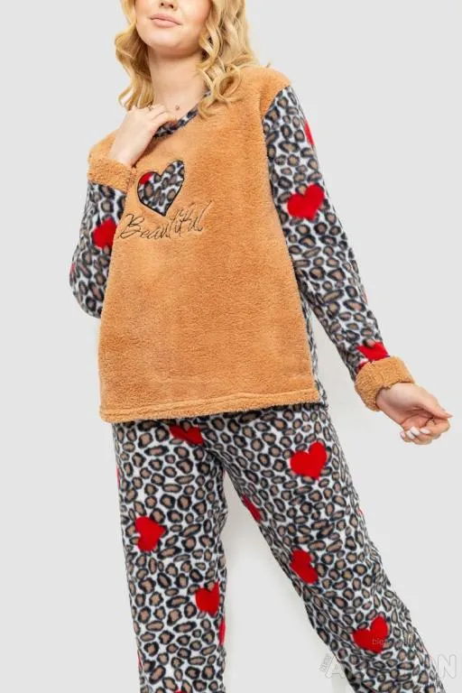 Купити Пижама женская махра, цвет бежевый, 214R4680-1