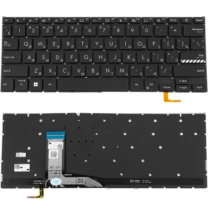 фото, Клавиатура для ноутбука ASUS (X1402, X1403 series) rus, black, без фрейму, підсвічування клавіш