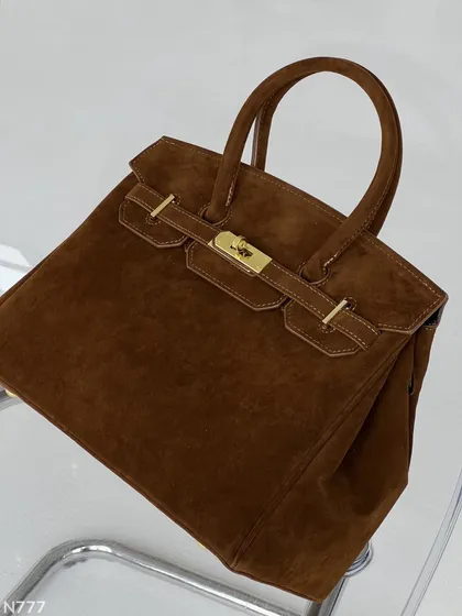 фото, Сумка в стилі Hermes in Suede коричнева