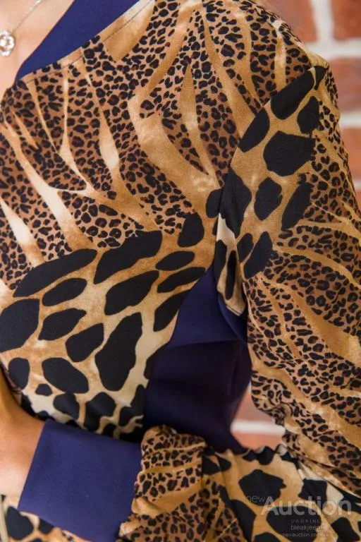 Кофта женская на молнии, сине-коричневого цвета с принтом, 167R037-1 Інтернет-аукціон