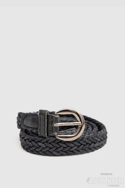 Ремень женский плетеный текстильный, цвет черный, 196R1010W3 Ціна