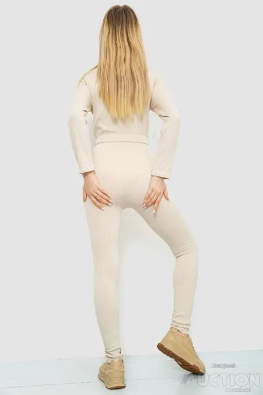 Костюм женский в рубчик, цвет светло-бежевый, 244R14302 Продаж