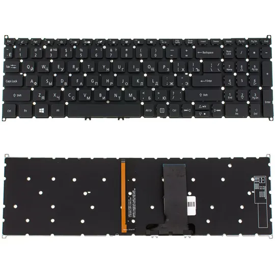 Клавиатура для ноутбука ACER (AS: SP515-51) rus, black, без фрейма, подсветка клавиш Ціна
