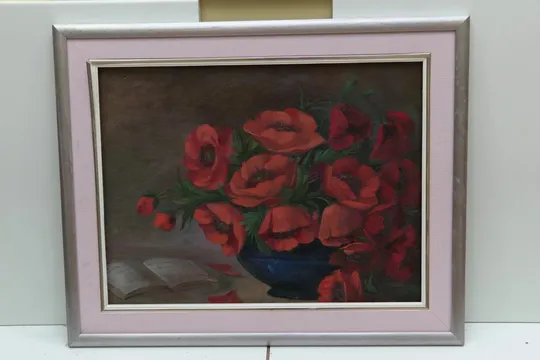 Картина Натюрморт маки. Фанера, масло С рамой 71х57,5 см, без рамы 68х53,4 см №25 Ціна