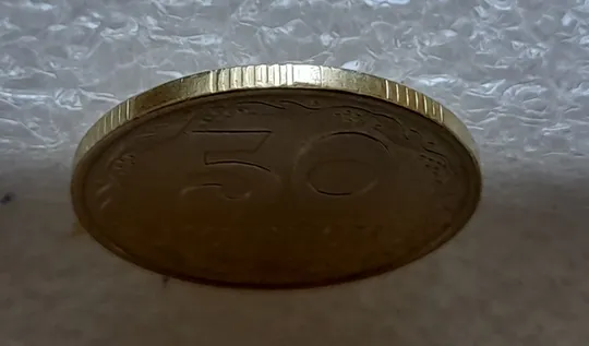 (4910) 50 копійок 1992 1ААк зминання елементів зображення на реверсі (50 копеек 1992 1ААк брак) Недорого