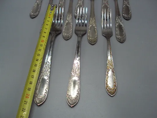 Купити Столовые приборы вилки нерж узор нержавейка длина 21 см и десертная вилка 18,6 см лот 12 шт №18640в