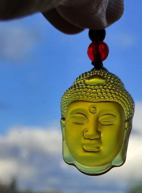 Новая Подвеска  кулон Голова Будды камень Натуральный желтый кристалл  gb536 Продаж