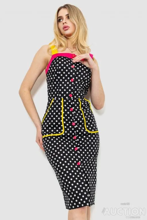 Сарафан в горох, цвет черный, 214R234-1 Ціна