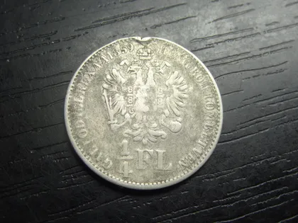 фото, 1/4 флоріна 1859 B Австро-Угорщина (новий тип) срібло