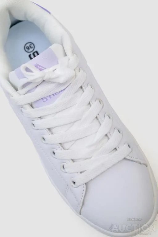 Купити Кеди женские на шнурках, цвет бело-фиолетовый, 248RH187-4