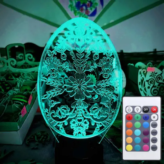 Акриловий світильник-нічник з пультом 16 кольорів Великоднє яйце tty-n002282 Ціна