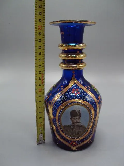 Купити Колба для кальяна или ваза кобальт Иран король Шах Реза Пехлеви кобальтовое роспись 20,2 см №13949
