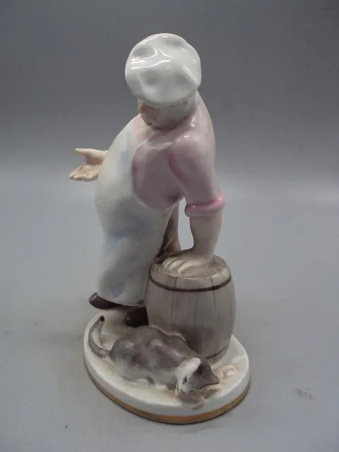 Фигура фарфор статуэтка ЛФЗ кот и повар басня Крылова высота 18,5 см №13925 З аукціону