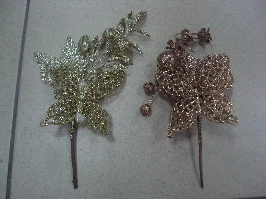 Елочные украшения бабочки на листьях цветочки лот 2 шт №9684 Ціна