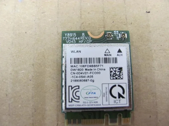 номер0693-16 WI-FI модуль 0D4V21  для  Dell Inspiron 15 Pro 5501 5510 5511 5515 5000 PRECISION 7540 7710 77207730 7740  7510 7720 оригінал З аукціону