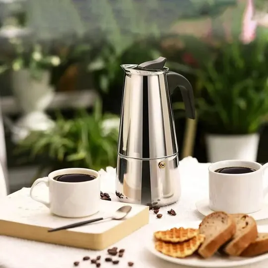 Гейзерная кофеварка "Генуя", нержавеющая сталь Де купити