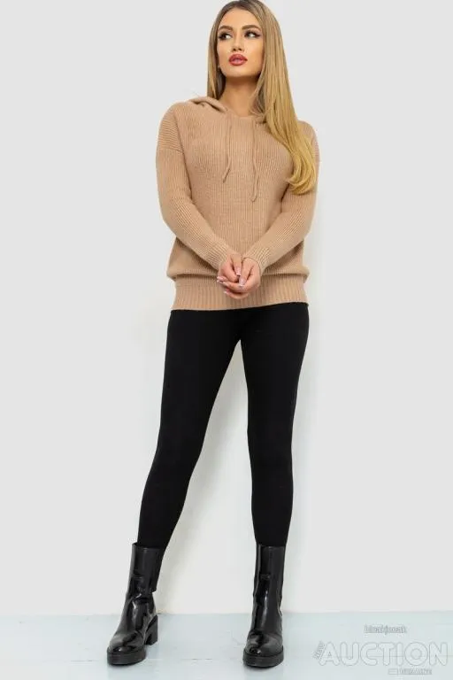 Купити Кофта-батник женская с капюшоном, цвет бежевый, 244R2029