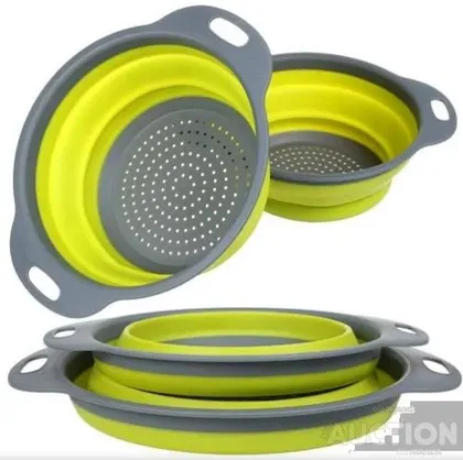 фото, Друшляк силіконовий складаний великий + маленький Coapsibe fiter baskets