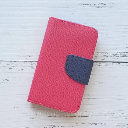 фото, Книжка універсальна Goospery 4" дюйма (12.2×7см) для телефона Pink-Blue