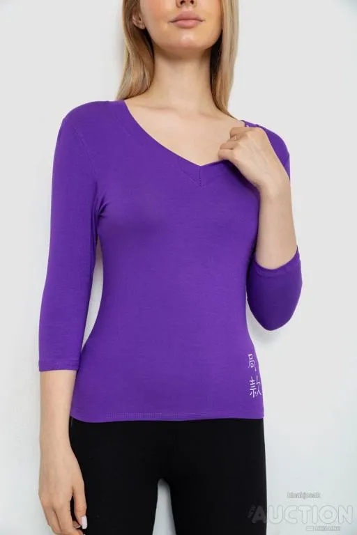 Женский лонгслив укороченный с рукавом 3/4, цвет фиолетовый, 186R508 З аукціону