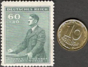 Купити Третий Рейх 1939 г. ОККУПАЦИЯ БОГЕМИИ И МОРАВИИ. МАРКА КРУПНАЯ С КЛЕЕМ.