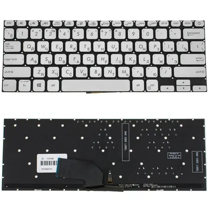 фото, Клавіатура для ноутбука ASUS (X330 series) rus, silver, без кадру, подсветка клавиш