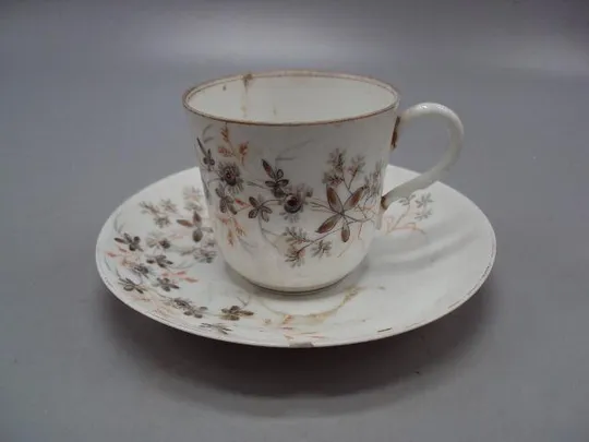 Чашка и блюдце фарфор Кузнецов кружка с блюдцем Кузнецова узор цветы лот под реставрацию №32 Ціна