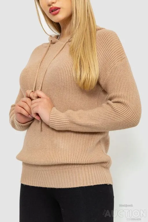 Кофта-батник женская с капюшоном, цвет бежевый, 244R2029 З аукціону