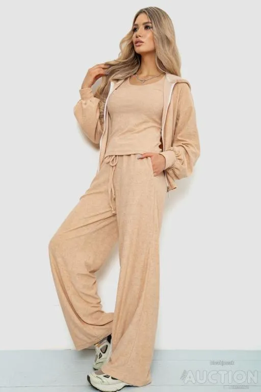 Спорт костюм женский махровый тройка, цвет бежевый, 102R5250 З аукціону