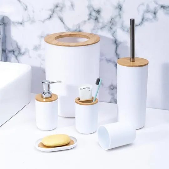 Набор аксессуаров для ванной комнаты 11346 6 предметов белый Ціна