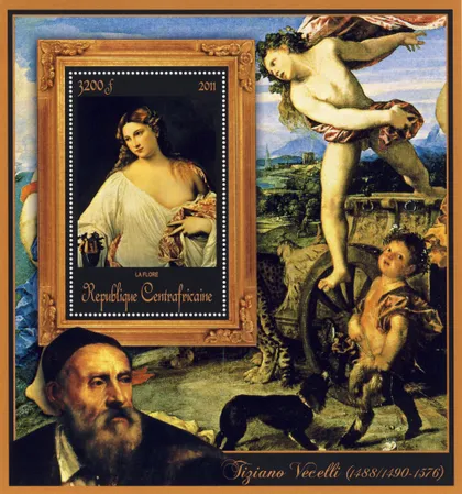 фото, ЦАР-Живопись- Тициано Вечелли -2011.Чистый  красивый Блок.MNH.