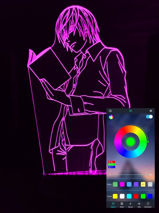 Акриловий світильник-нічник керування з телефона Зошит Смерті Лайт 2 tty-n000848 Ціна