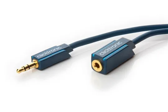 Кабель аудіо-подовжувач Jack 3.5mm 3pin M/F  3.0m ClickTronic (75.07.0488) Casual D=3.9mm 42xWires Ціна