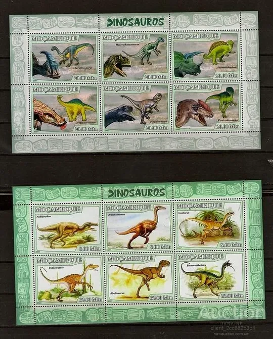 Мозамбик-Динозавры-2007. Чистый полный красивый комплект-Блок+ 2 М/Листа.MNH. Де купити