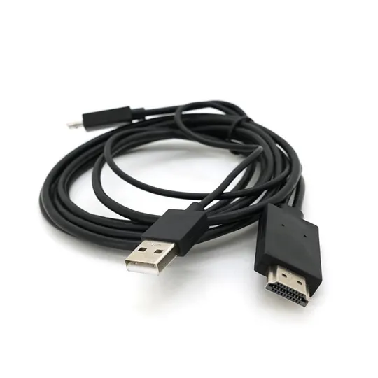 Конвертер MHL microUSB (папа) + USB (папа) =  HDMI(папа) 1.8м, Black, 4K/2K, BOX Ціна