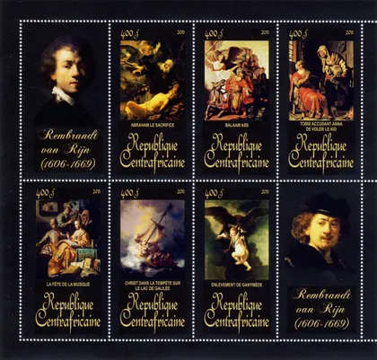 фото, ЦАР-Живопись- Рембранд -2011.Чистый  красивый М/Лист.MNH.