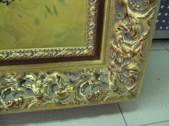 Картина горный пейзаж елки горы Якубек 1961 г. холст, масло в ажурной раме размер 118,7х158 см №185 Характеристики