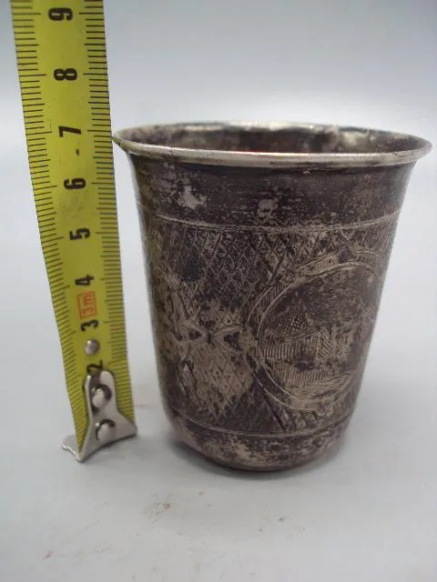 Рюмка стопка серебро 84 проба 1868 узор архитектура цветы вес 61,8 г размер 6,9х6 см №14321 Інтернет-аукціон