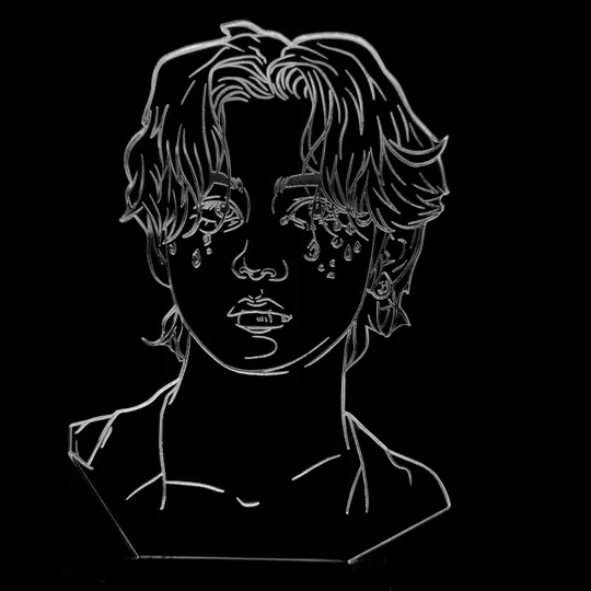 Акриловий світильник-нічник BTS Кім Техен "V" білий tty-n001042 Ціна