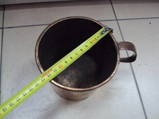 Кружка медь старая высота 12 см, диаметр 12,4 см №31 З аукціону