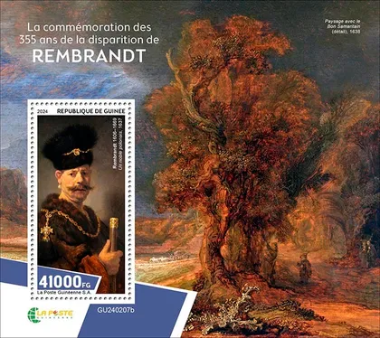 фото, Гвинея- Живопись - Рембранд- 2024. Чистый полный красивый комплект. MNH.