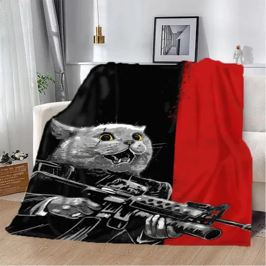 Плед патриотический 3D Кошачий бунт 20222325_A 10596 160х200 см Ціна