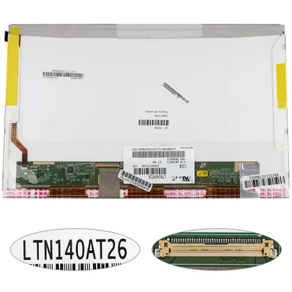 фото, Матриця 14.0 LTN140AT26 (1366*768, 40pin, LED, NORMAL, глянцева, роз'єм ліворуч знизу) для ноутбука (renew)
