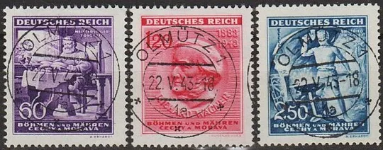 1943 - Рейх - Богемія - 130 років Вагнера Mi.128-130  _гаш _3,0 € Ціна