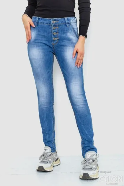 фото, Джинсы женские с потертостями, цвет синий, 244RS08