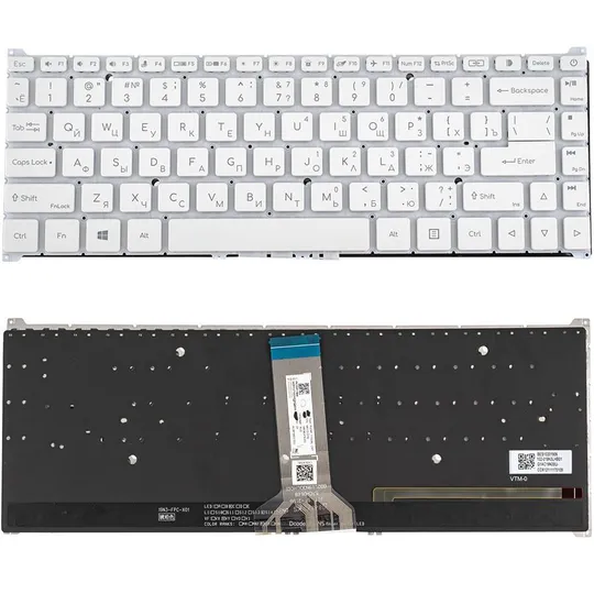 Клавіатура для ноутбука ACER (ConceptD 5 CN516-72) rus, white, без кадру, підсвічування клавіш Ціна