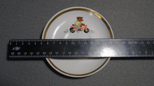 Блюдце дитяче Ведмедик на мотоциклі стара радянська порцеляна Дульово Вживане Торговий майданчик