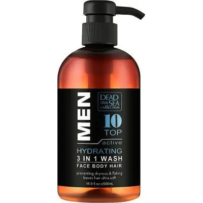 Гель для душа Dead Sea Collection Top 10 мужской 3 в 1 для тела, волос и лица 500 мл (7290119481453 Ціна