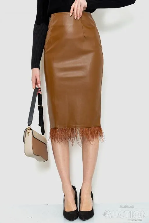 Юбка из экокожи, цвет коричневый, 186R7777 Ціна